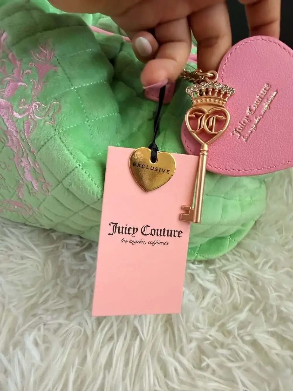 Juicy Couture Juicy Tale Bowler Satchel Bag Retro Green Pink